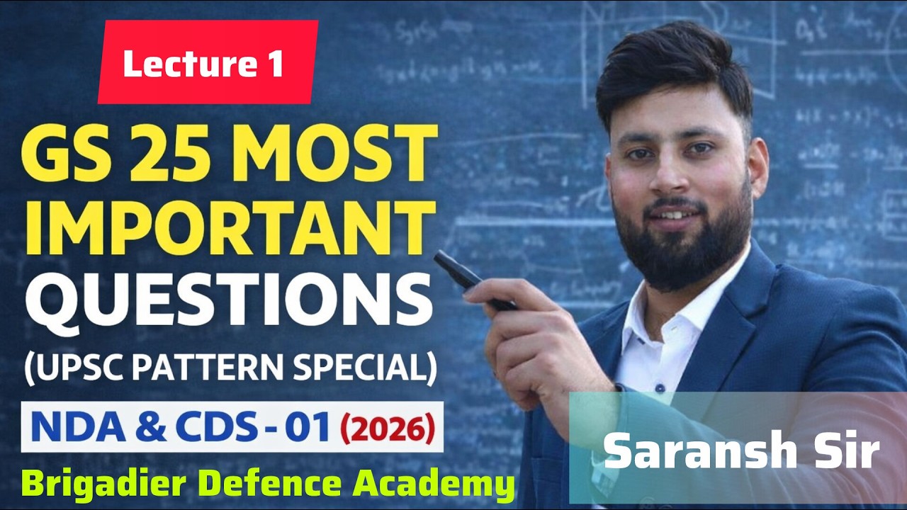 CDS 2026 UPSC Pattern: 25 Mixed GS PYQs | NDA AFCAT Geography History Polity Static GK