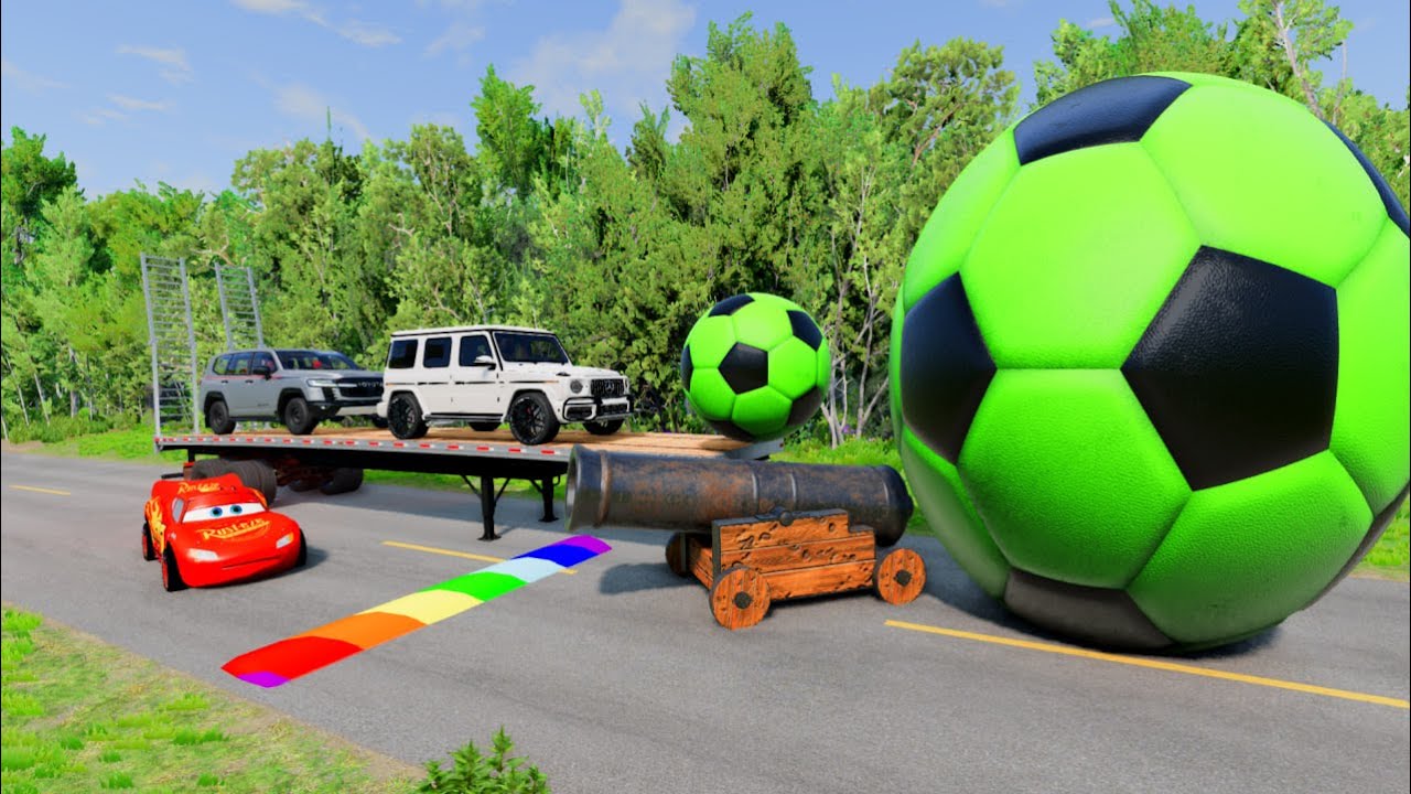 Flatbed Truck McQueen | Transportation with Truck - Pothole vs Car #04 | BeamNG.Drive Gameplay