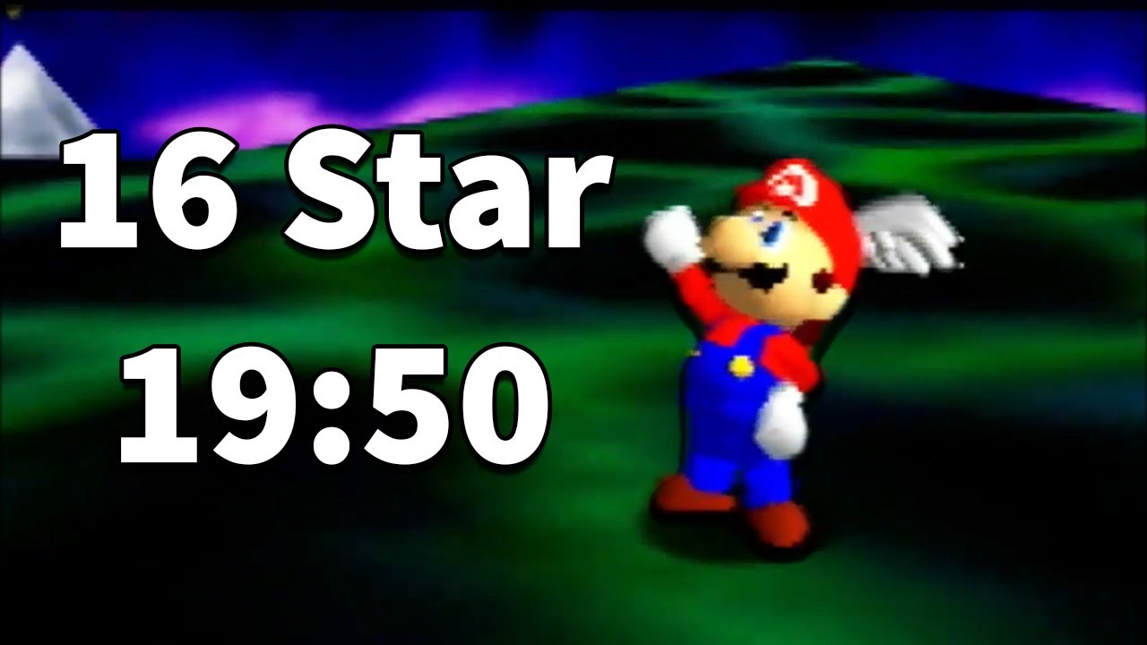 Super Mario 64 16 Star Speedrun in 19:50