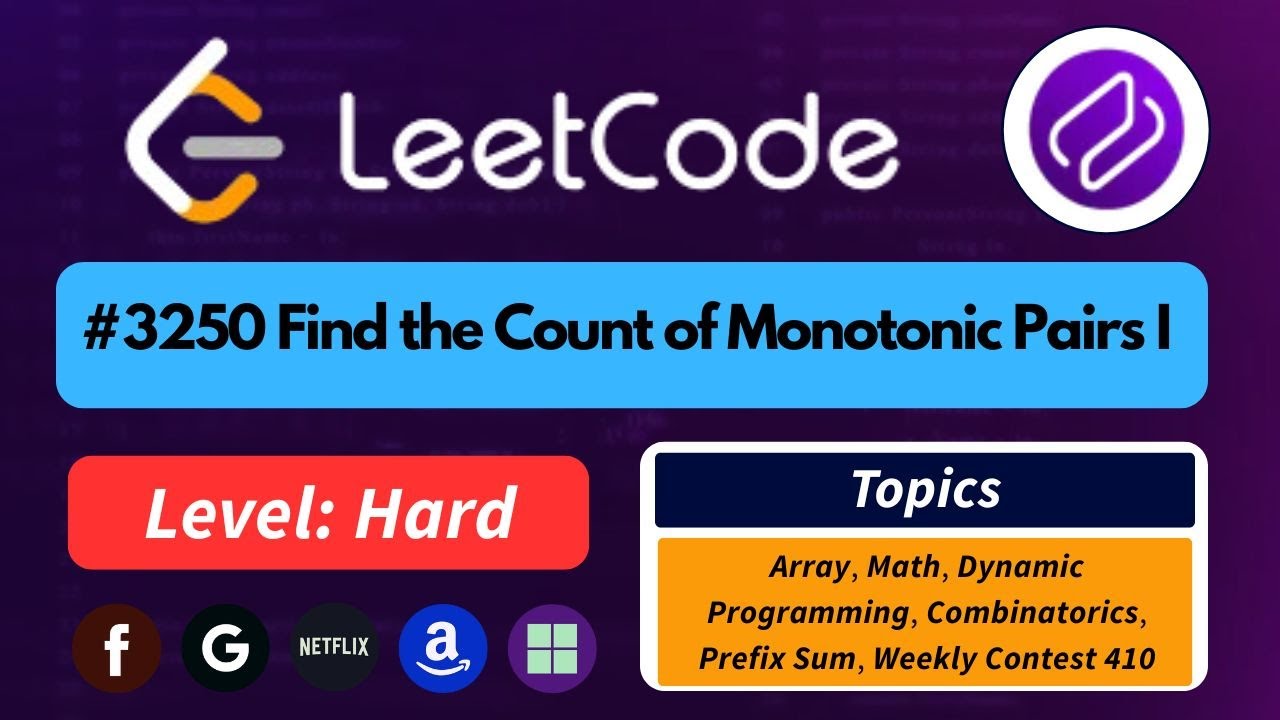 Find the Count of Monotonic Pairs I &ndash; LeetCode | Best Intuition + Easy #leetcode #leetcodesolutions
