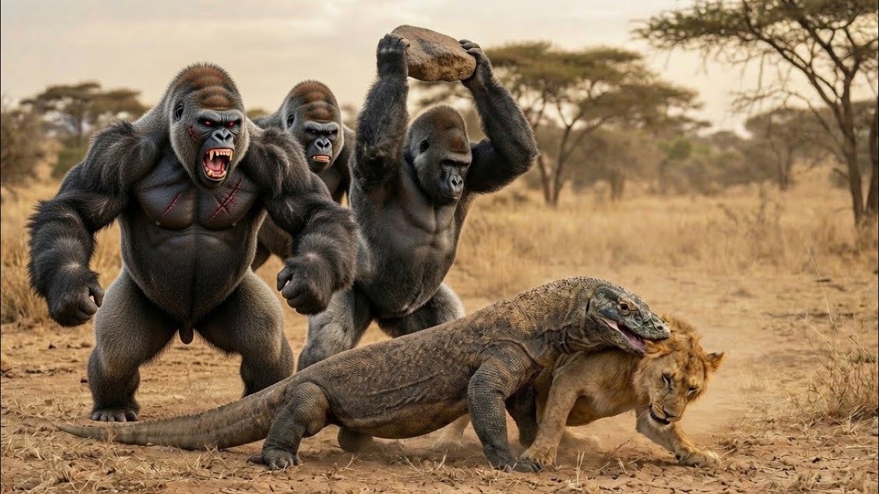  Wild Showdown: Gorilla vs Komodo Dragon | Unexpected Turn of Power