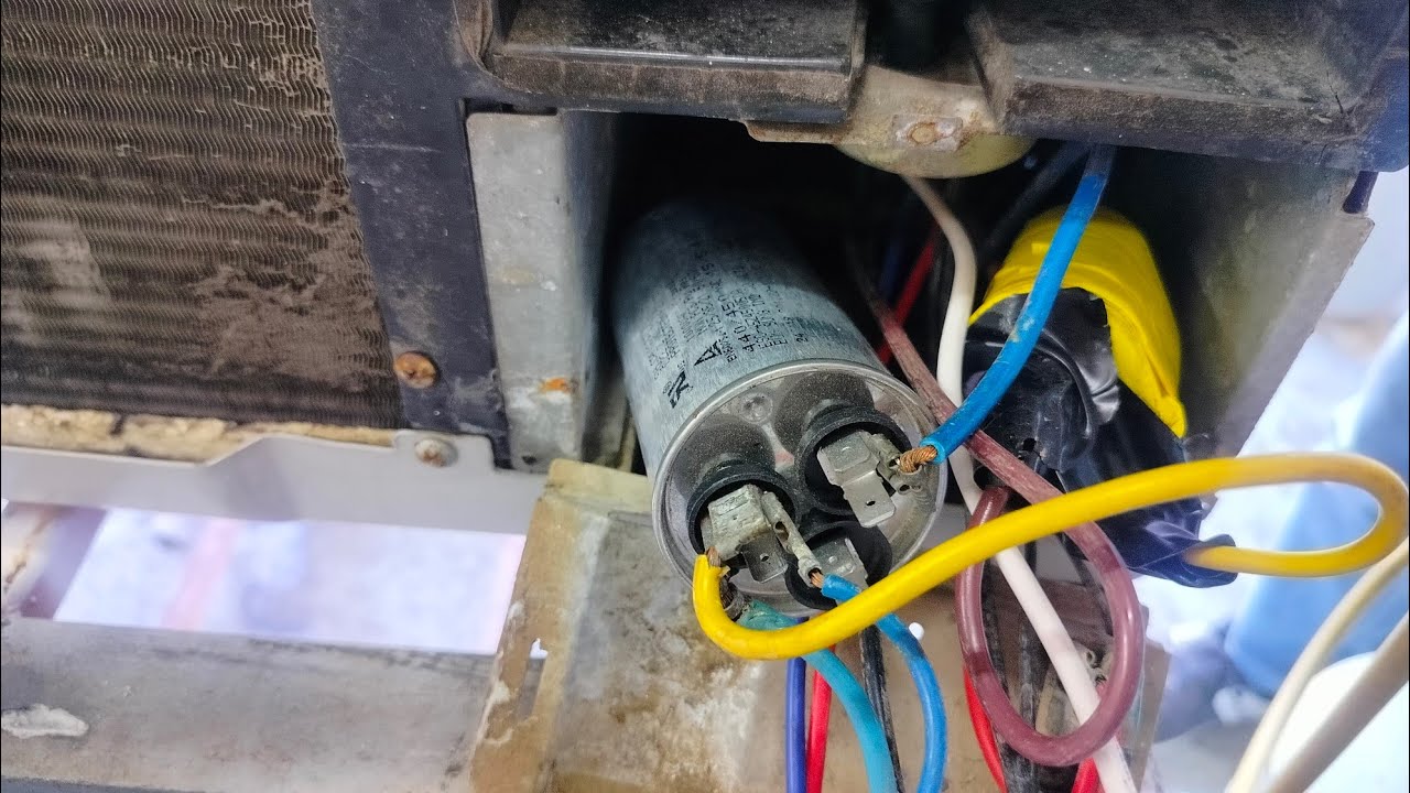 AC mein double capacitor ka connection kaise kiya jata hai #window AC double capacitor wiring janye