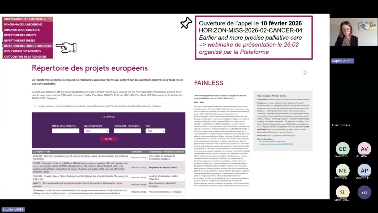 Présentation de la Plateforme nationale pour la recherche sur la fin de vie