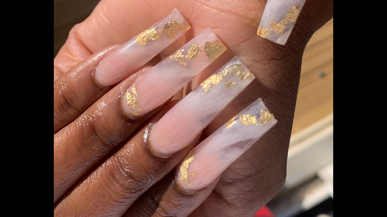 Marble W/ Foil Ombre | Watch Me Work | Acrylic Nails Tutorial