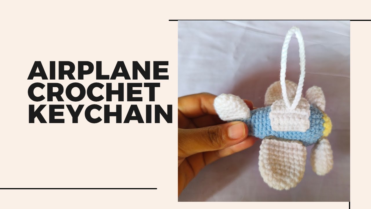 Airplane crochet keychain