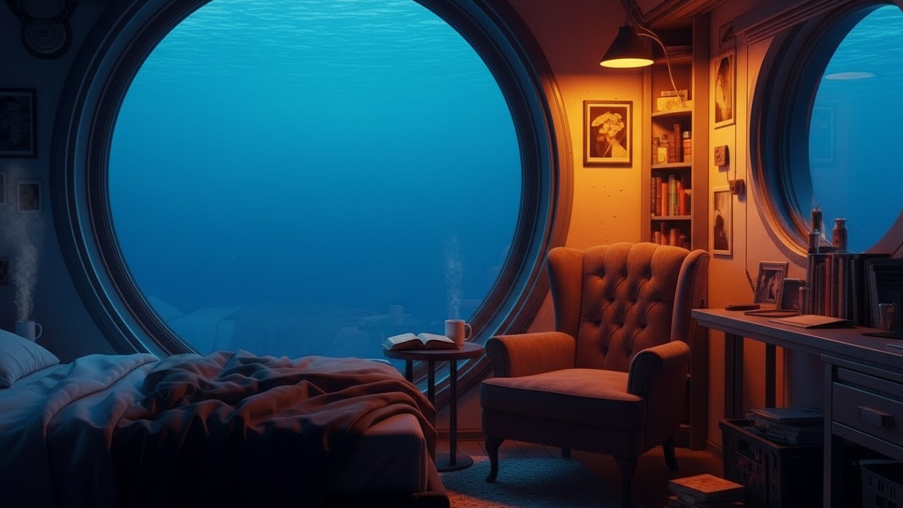 Deep Sea Bedroom Ambience | Pink Noise 深海の寝室 | 睡眠用BGM - クジラの歌声 - 瞬時に眠れるシェルター