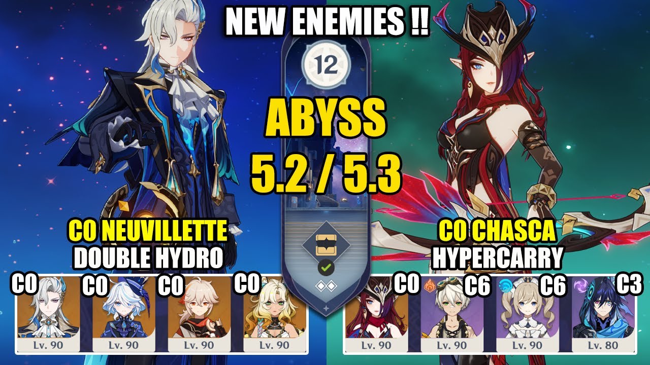 NEW Spiral Abyss 5.2 / 5.3 | C0 Neuvillette Hypercarry & C0 Chasca Hypercarry | Genshin Impact 【原神】