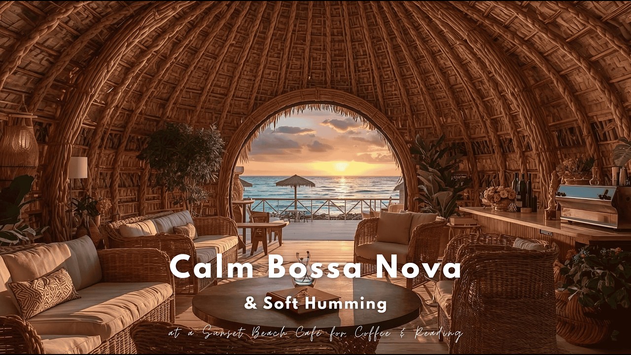 Calm Bossa Nova | Soft Humming at a Sunset Beach Café for Coffee & Reading