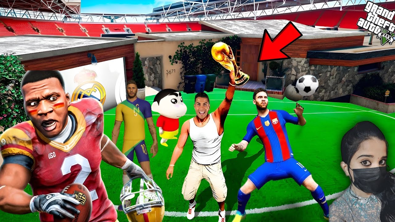 Franklin Saved All Football Players | Build Stadium Front Of His House | Shinchan - GTA 5 #168