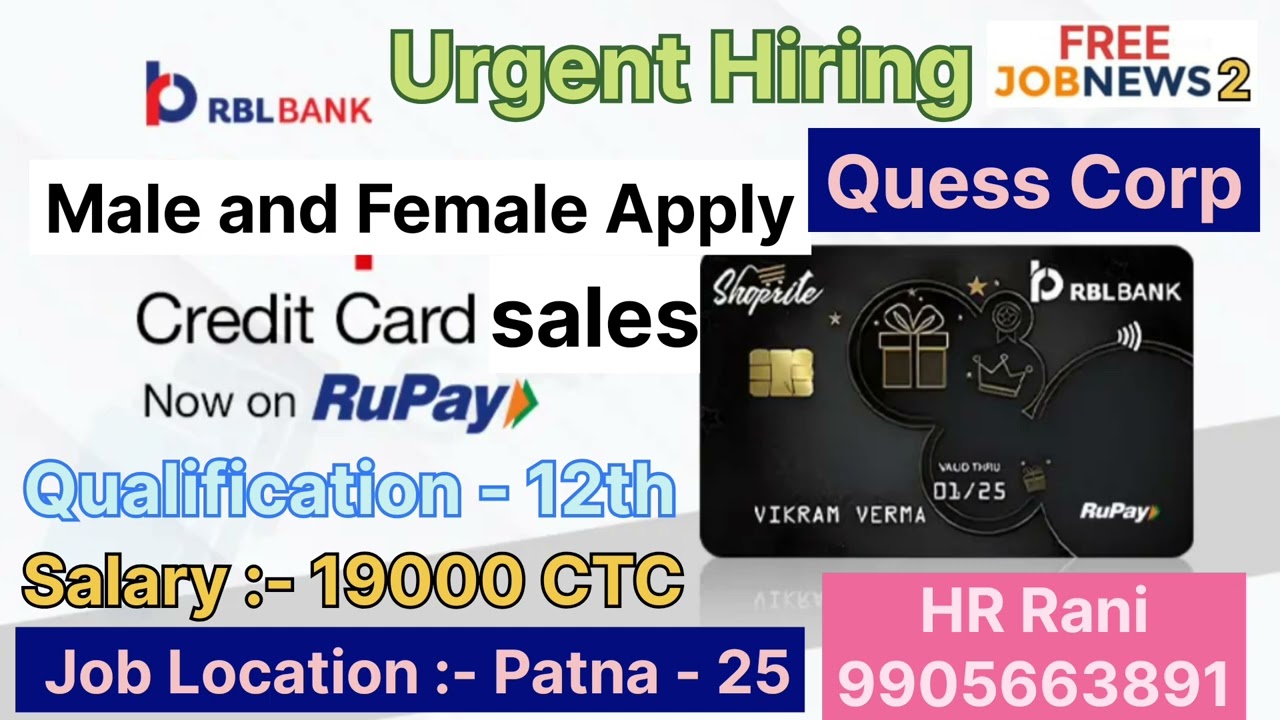 #RBL #Bank Credit #Card Job 2025 ! First #Time Job #Location #Patna #freejobnews2