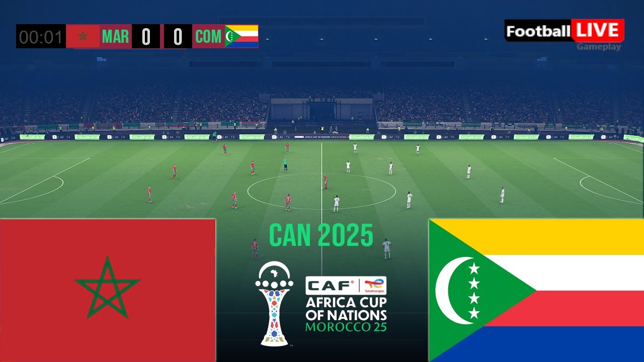 MAROC vs COMORES - Coupe d'Afrique des Nations 2025 CAN | Match complet | Simulation PES