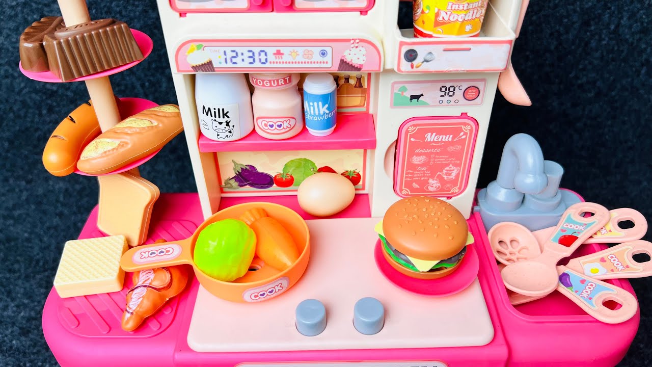 7:02 Minutes Satisfying with Unboxing Pink Kitchen Set Review | ASMR