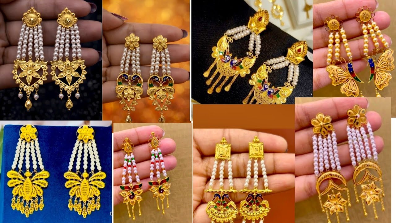 Light weight Gold pearl Earrings with weight -& price 🪙🎄