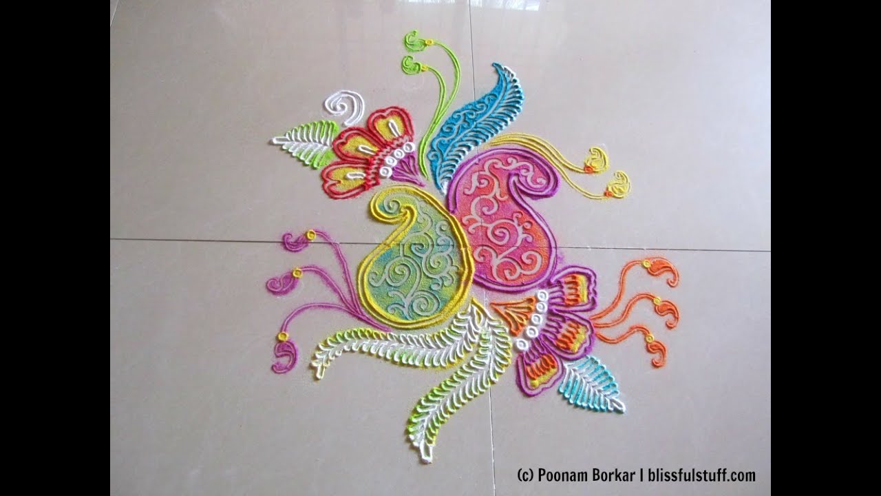Beautiful free hand rangoli design | Rangoli by Poonam Borkar
