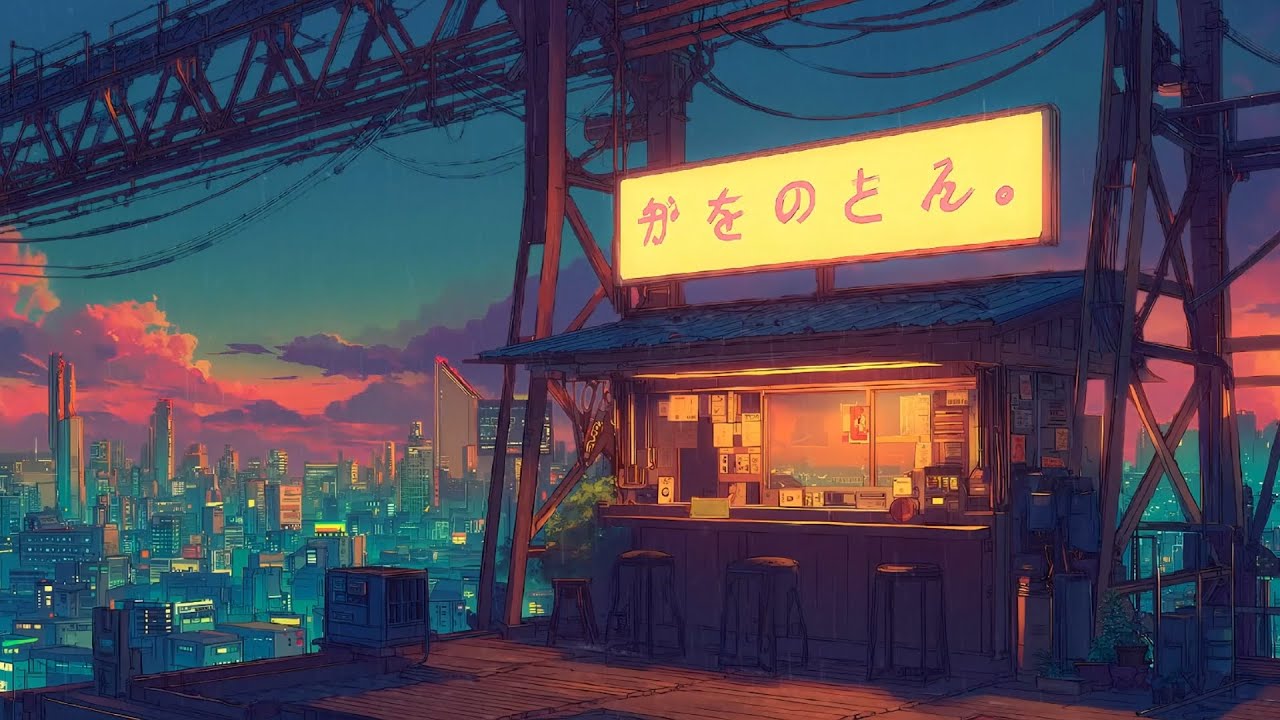 1990s Rooftop Sunset Café 🌇 Lofi Hip Hop Chill Beats | Study, Relax & Night Focus