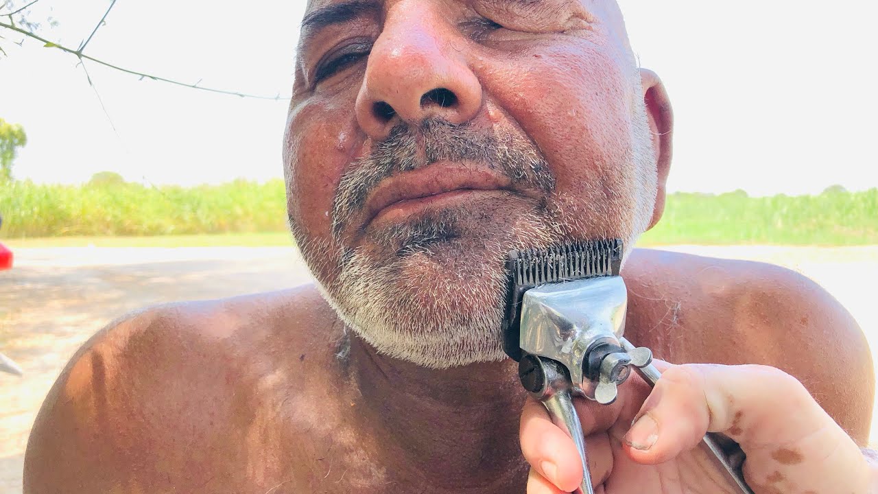 Asmr haircut of 111 year old man having beard hair cutting to Zaza machine & barber old[ASMRISHFAQ]