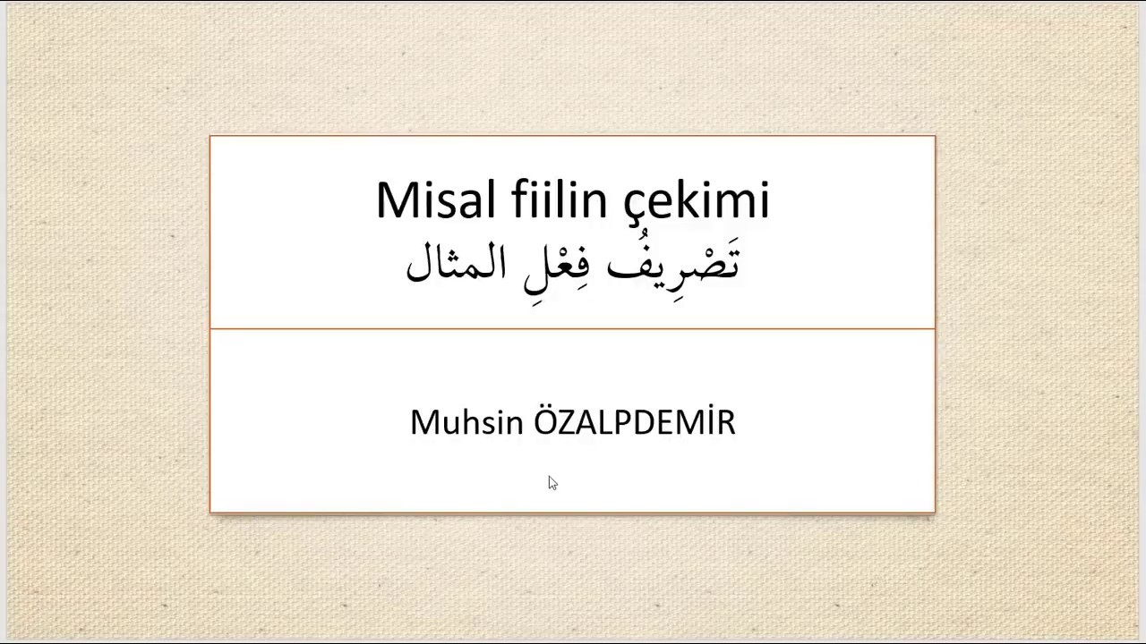 Sarf - 7. Misal fiil تصريف الفعل المثال