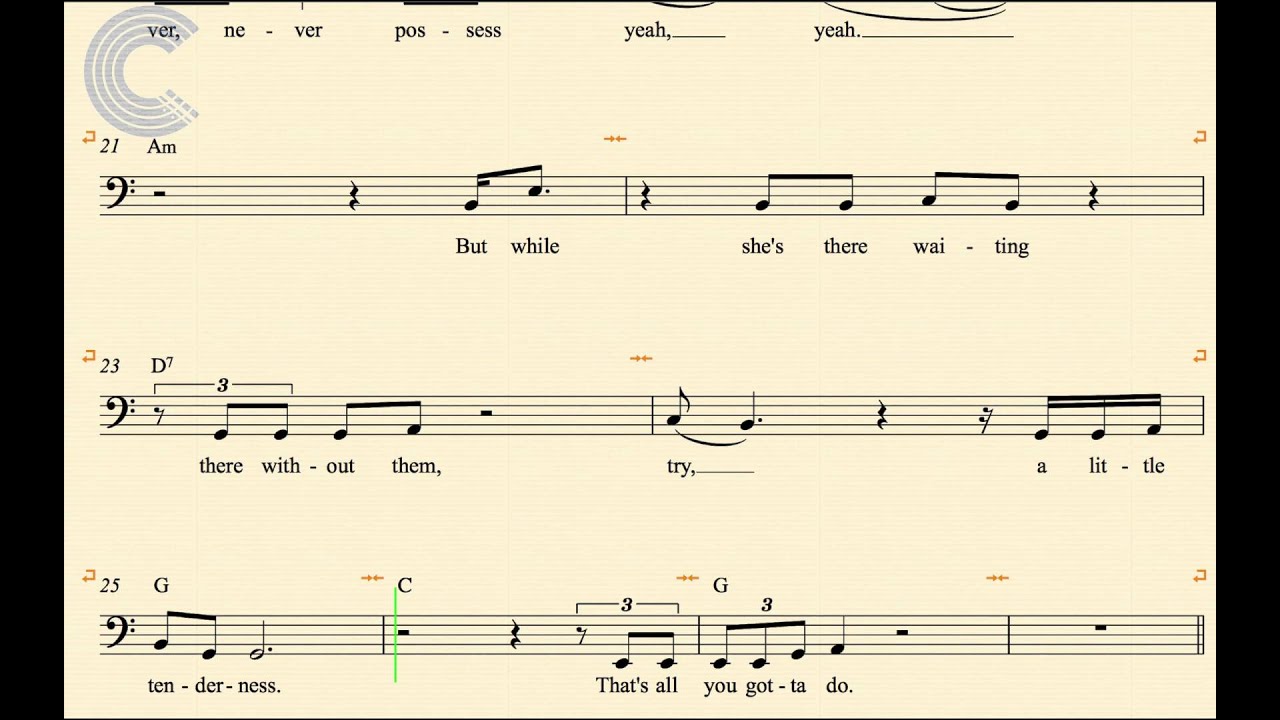 Bass - Try a Little Tenderness - Otis Redding - Sheet Music, Chords, & Vocals