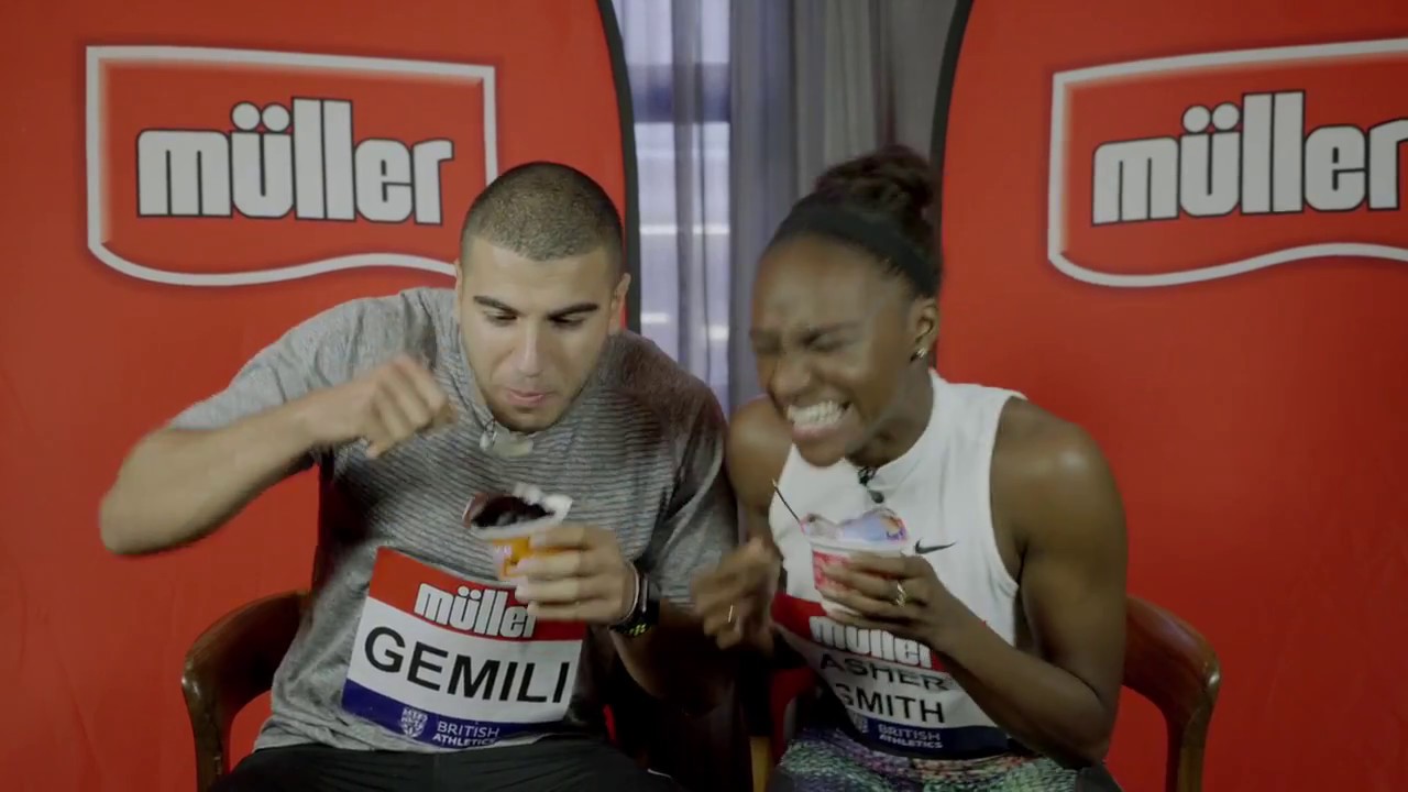 Müller Ambassadors Adam Gemili & Dina Asher-Smith Have A Hilarious Eating Competition