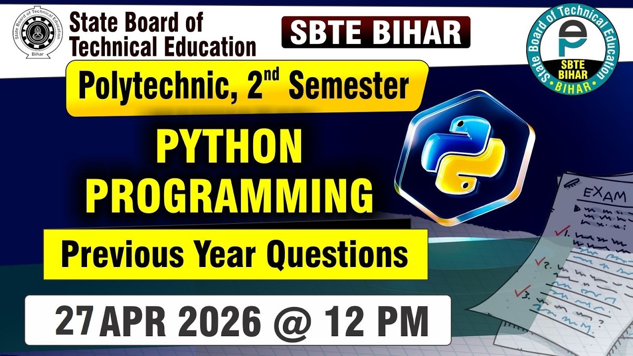 🔥 SBTE Bihar | Polytechnic 2nd Sem | Python Programming |PYQ + Important Questions Series #sbte_exam