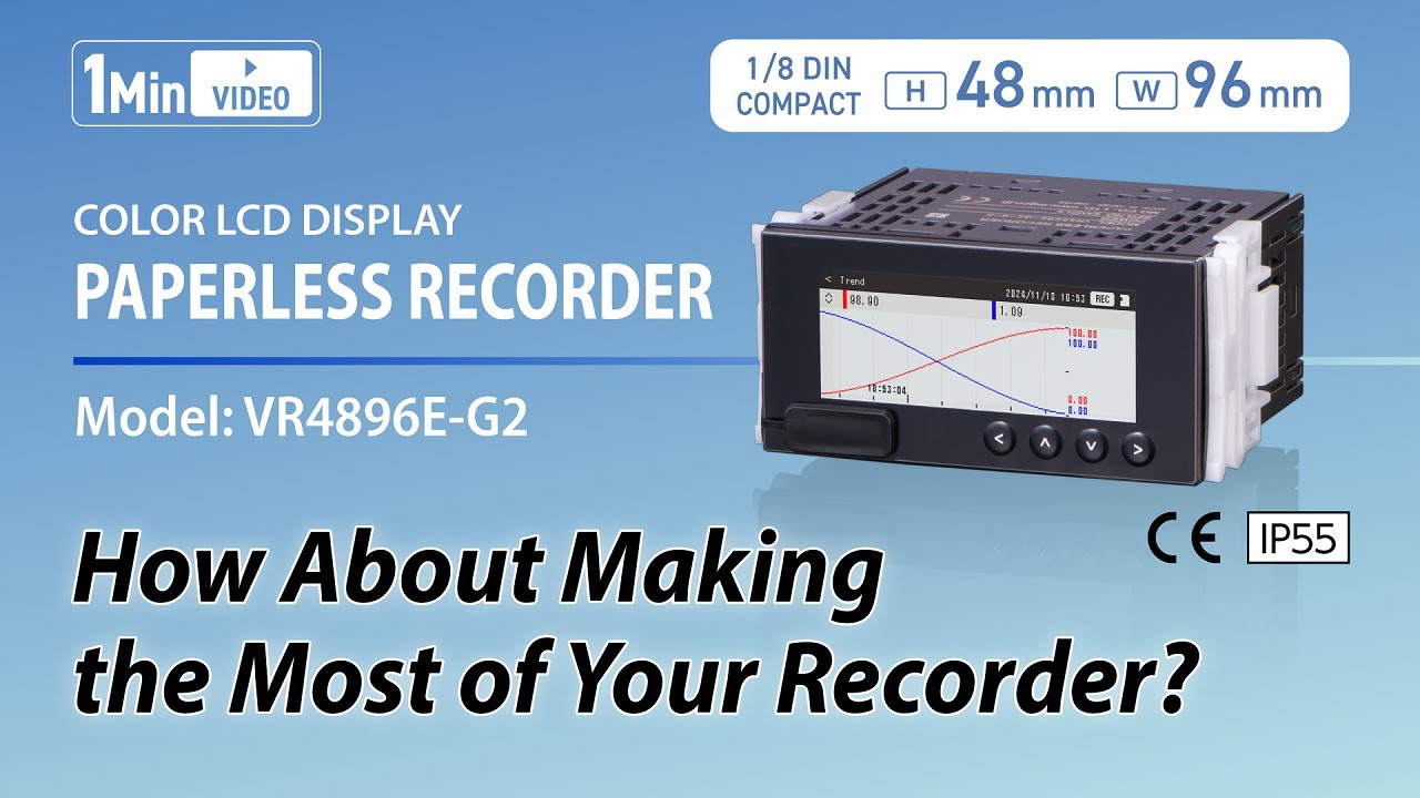 Compact Paperless Recorder about the size of a typical 1/8 DIN digital panel meter