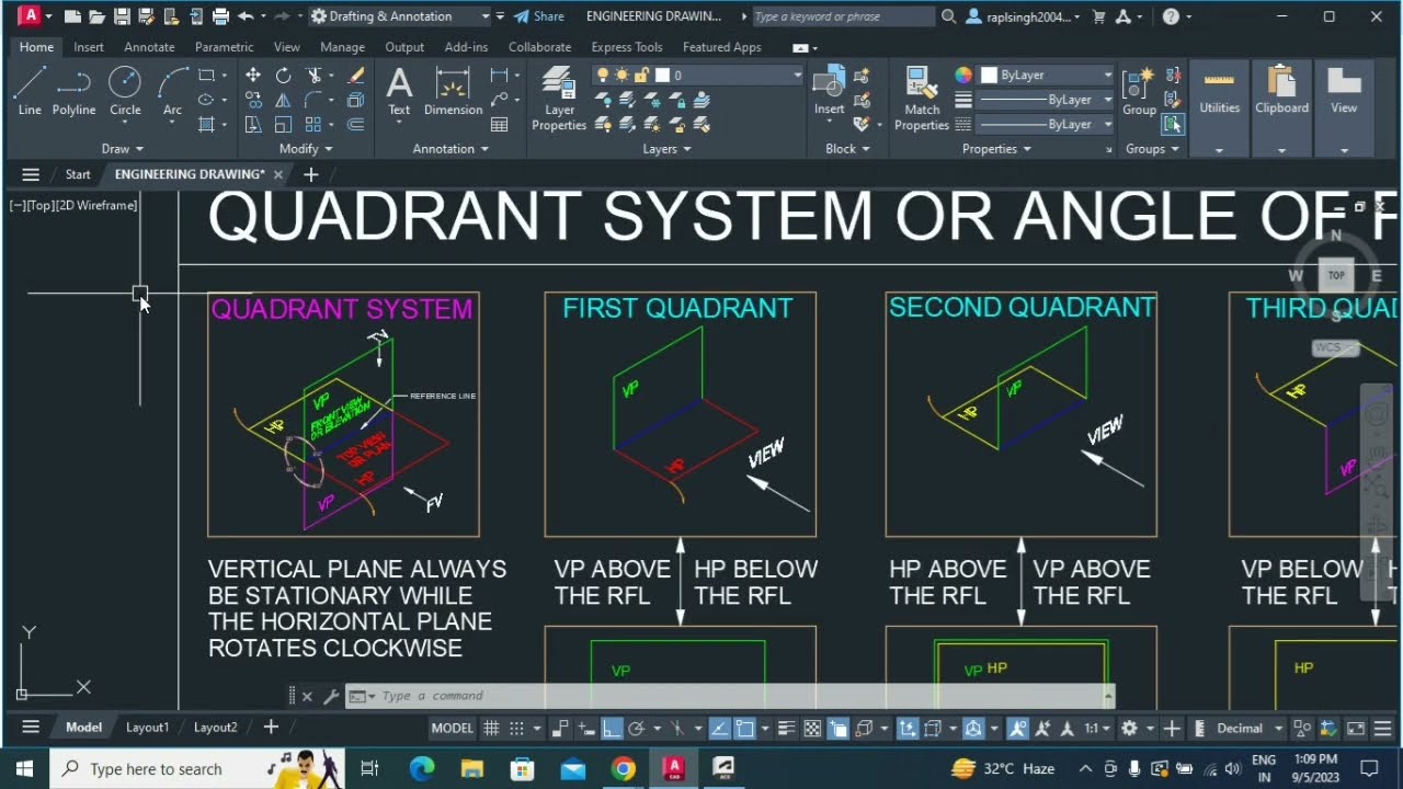 QUADRANT SYSTEM OR ANGLE OF PROJECTION IN ENGINEERING DRAWING @RAVINDRAPALSINGH-369