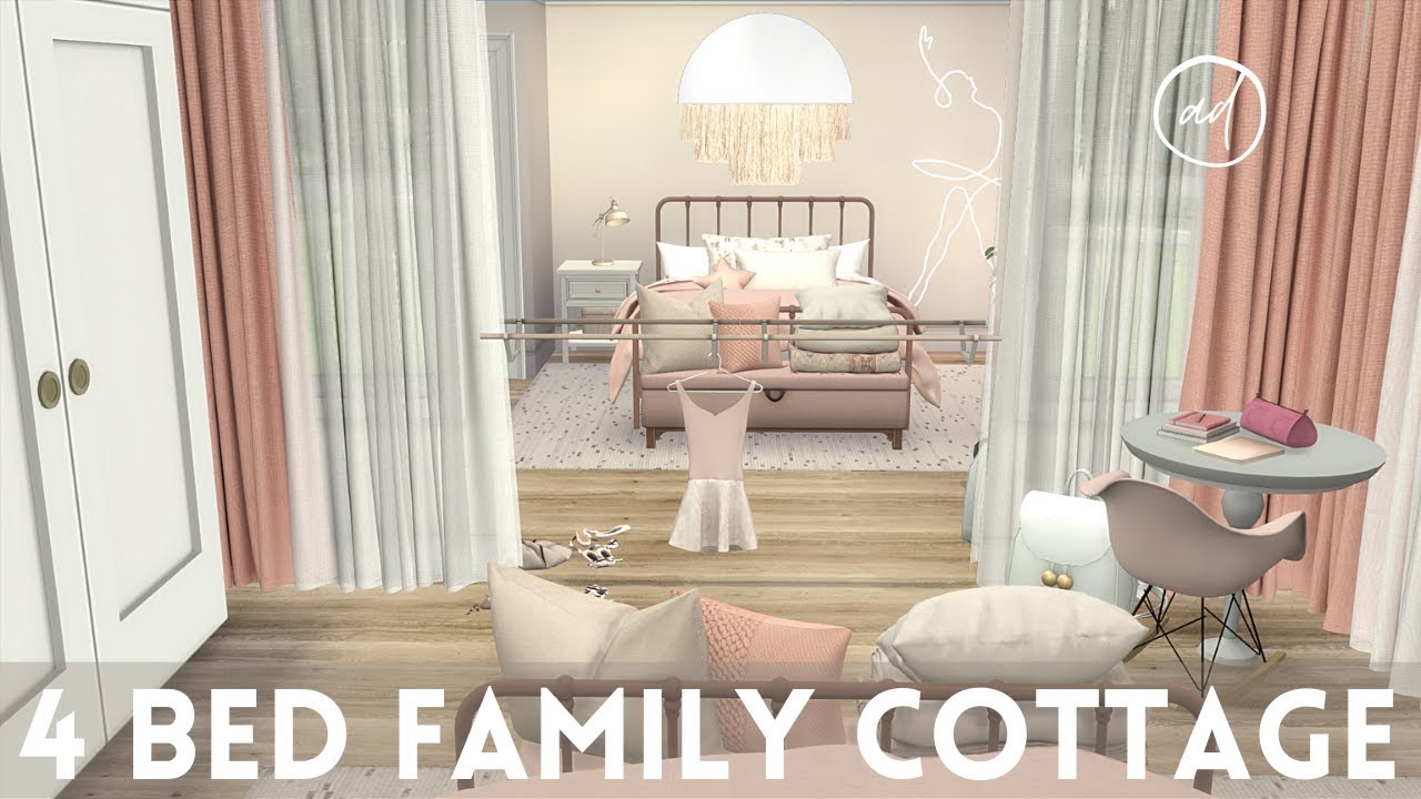 BIG 4 BEDROOM FAMILY COTTAGE WITH BALLERINA BEDROOM || Sims 4 || CC SPEED BUILD