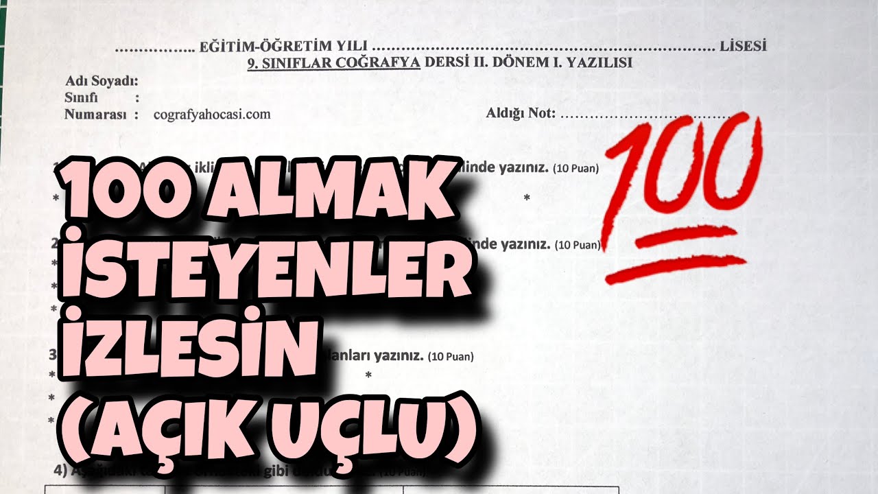 9.Sınıf Coğrafya 2.Dönem 1.Yazılı
