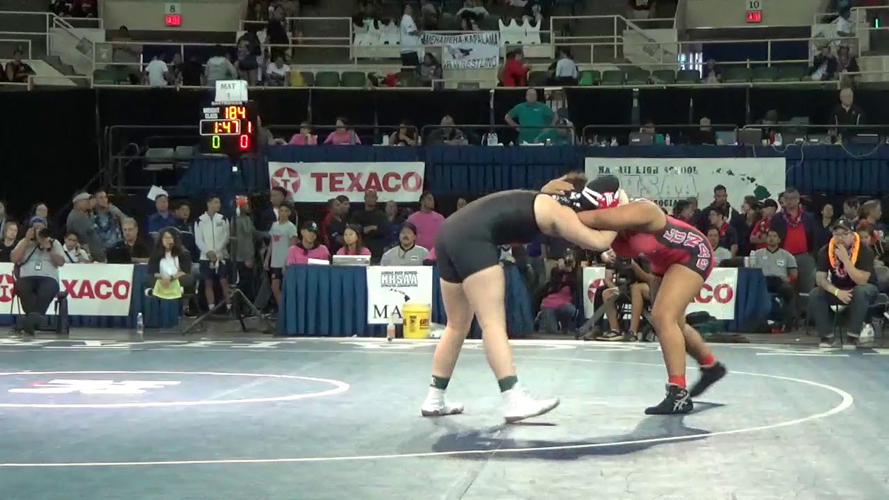 Girls 184: Shannon Jaramillo (Lahainaluna) def. Dylan Huddy (Maryknoll), fall :28