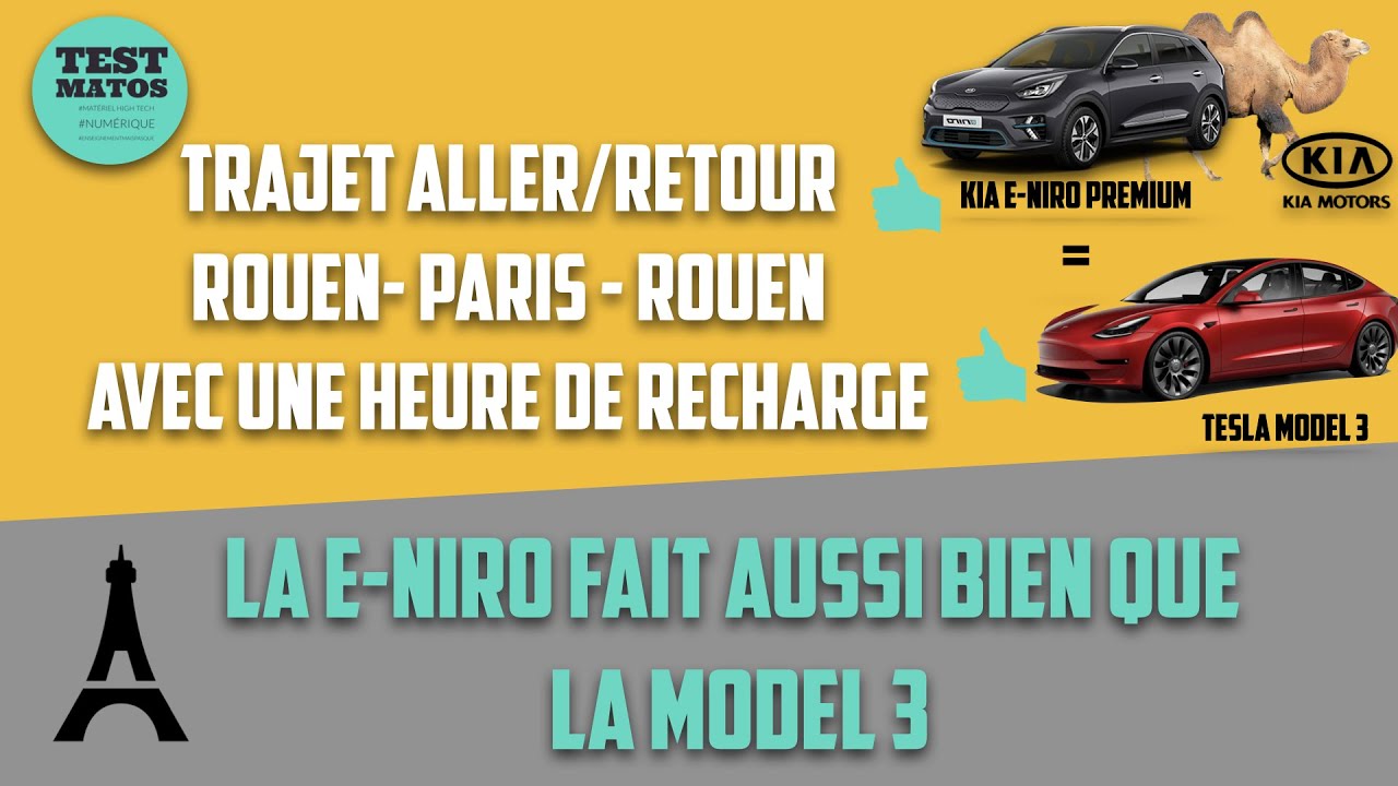 Trajet Aller retour Rouen Paris Par 20 degrés en Kia Eniro aussi bien que le Tesla Model 3