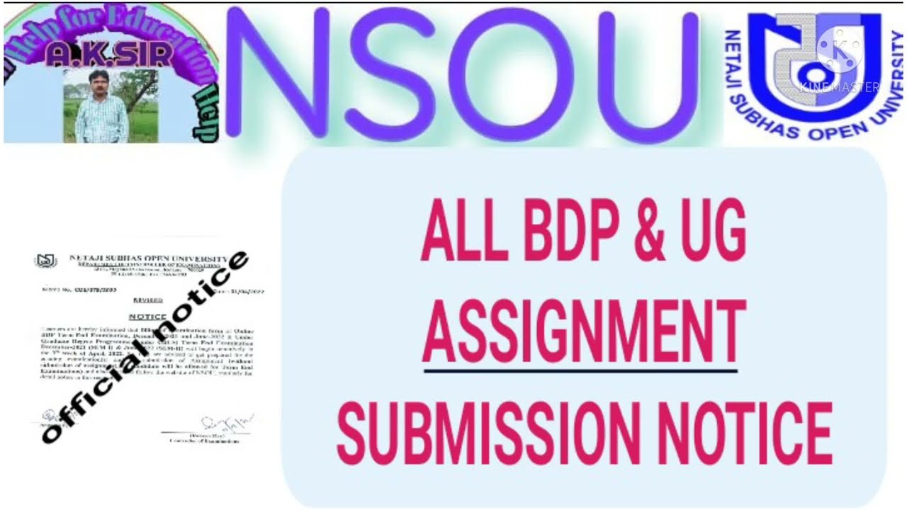 NSOU ALL BDP & UG ASSIGNMENT SUBMISSION NOTICE