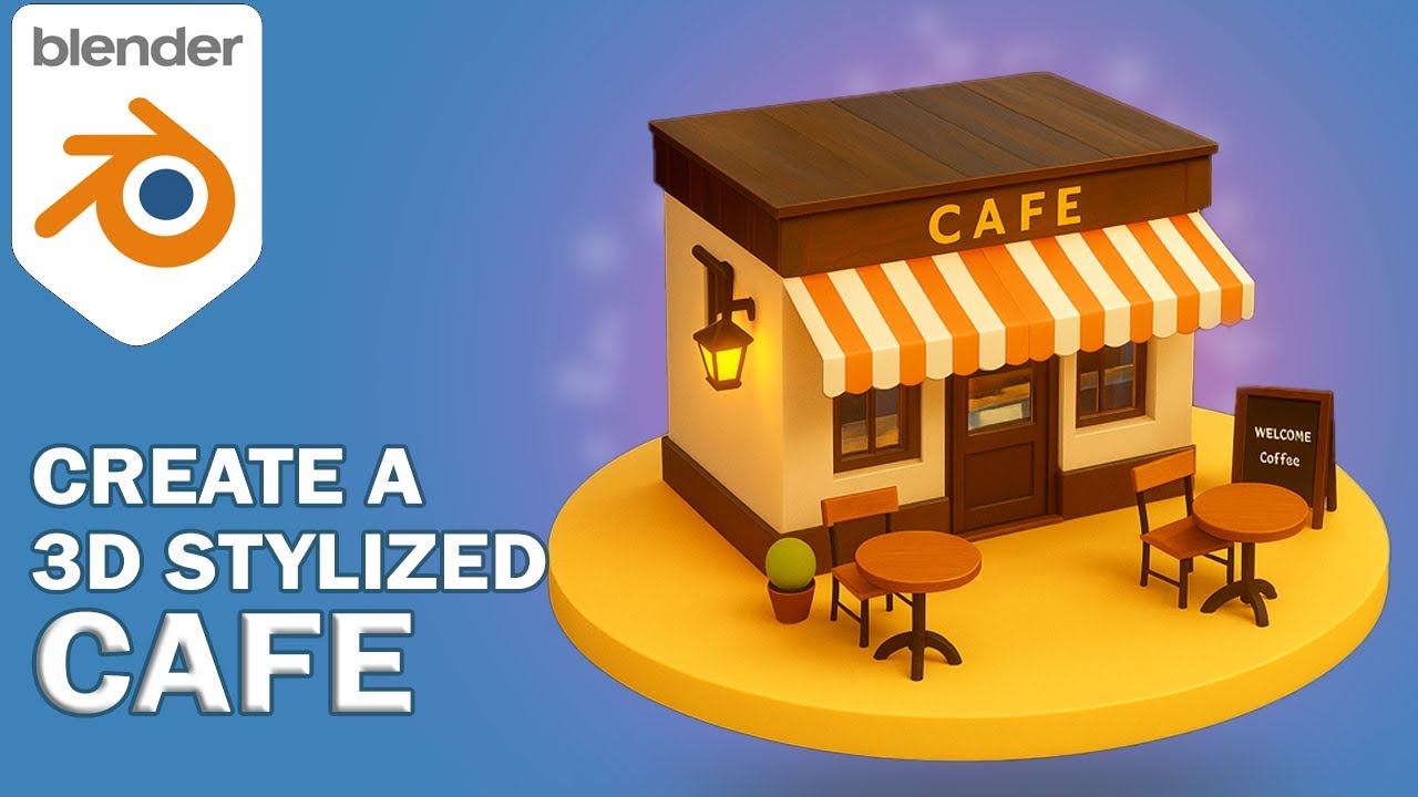 Blender Stylized Café | Easy 3D Diorama Tutorial for Beginners