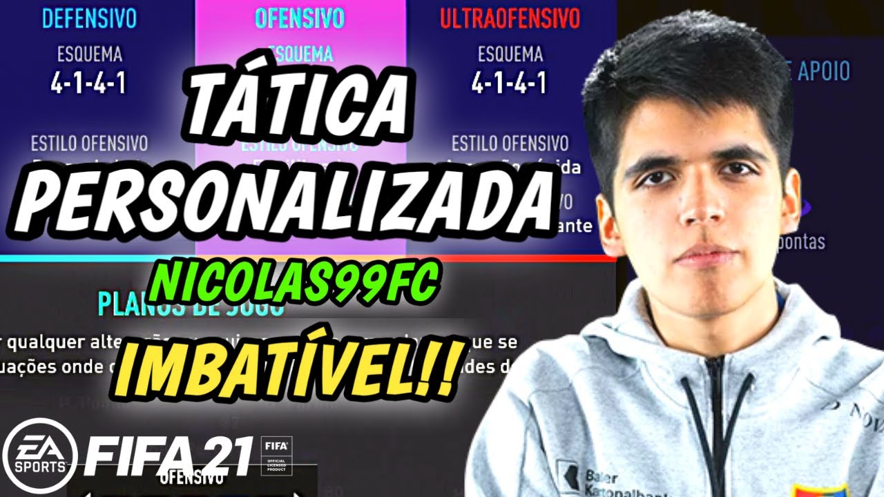 FIFA 21 - TÁTICAS DO PRO PLAYER NICOLAS99FC🔥🔥A MELHOR TÁTICA DO MOMENTO, META DEMAIS!!🔴🔴🔴