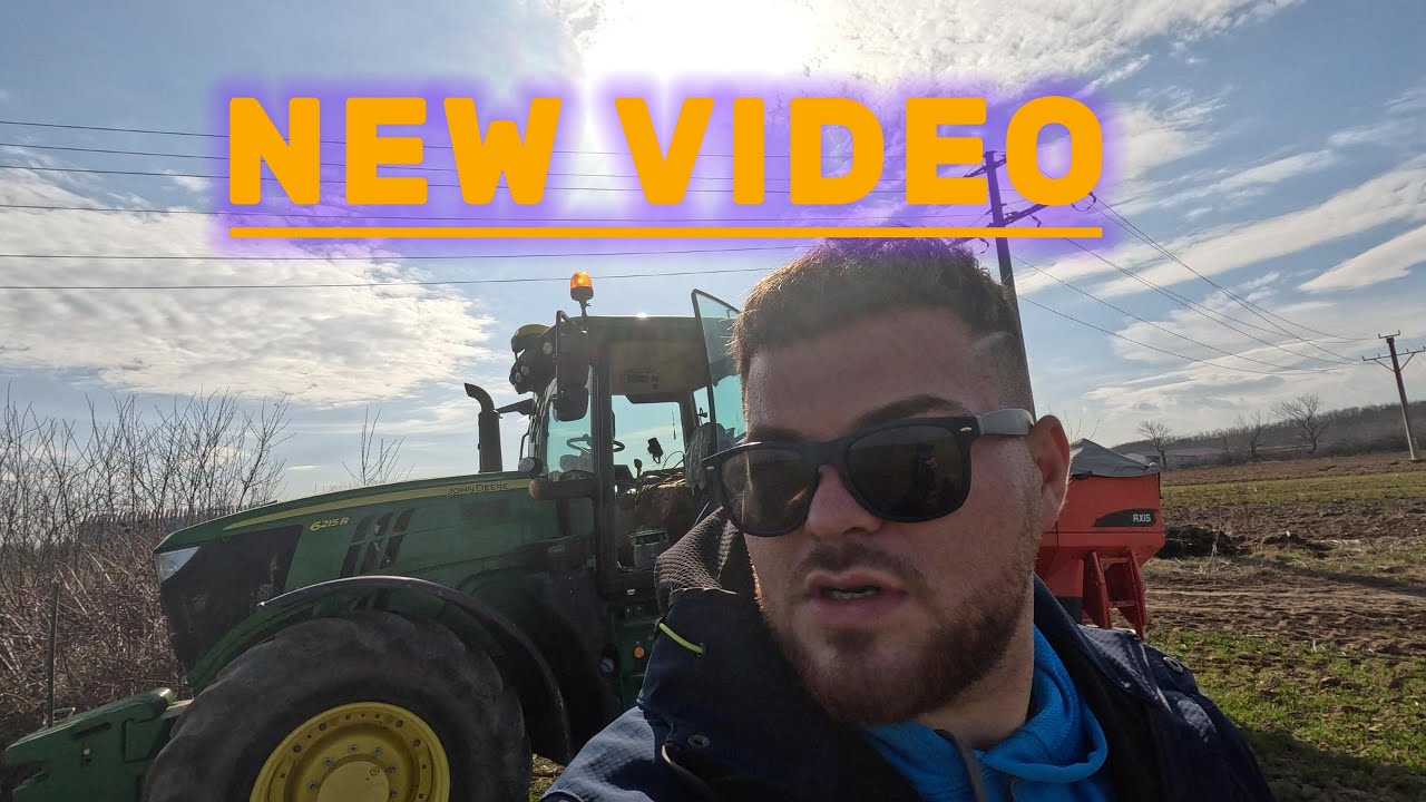 Fertilizare grau prima mana, cu #johndeere 6215 si #kuhn #axis. A inceput primavara #tractor #vlog