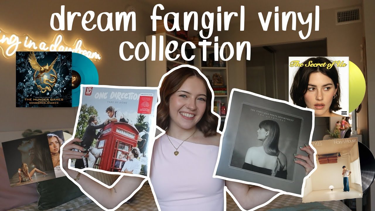 my dream fangirl vinyl collection🎶🫶🏻 (rare one direction, taylor swift, gracie abrams, hunger games)