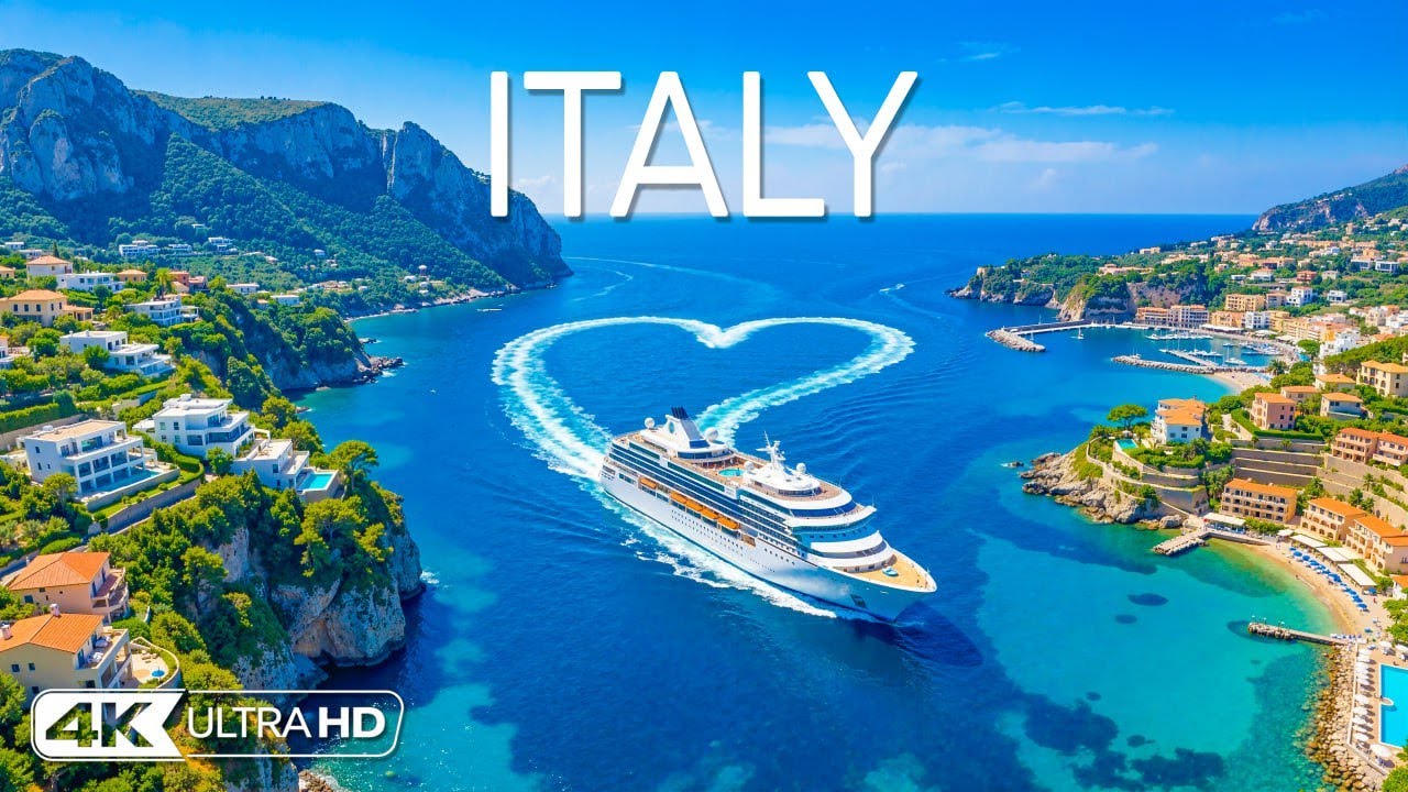[4K] Italy 🇮🇹 Scenic Coastline, Luxury Cruise & Mediterranean Blue Waters