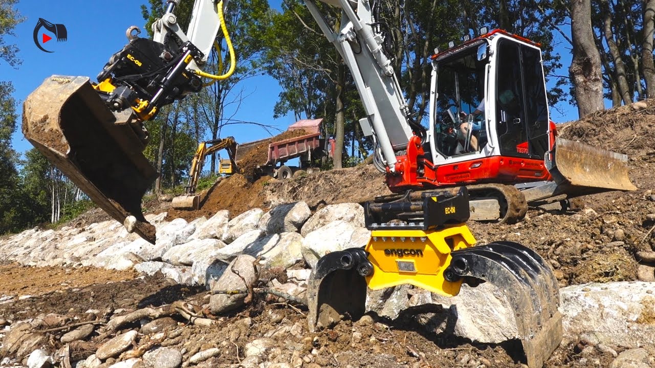 Bager TAKEUCHI TB370 + naklápací rotátor ENGCON EC206 + drapák ENGCON SG06