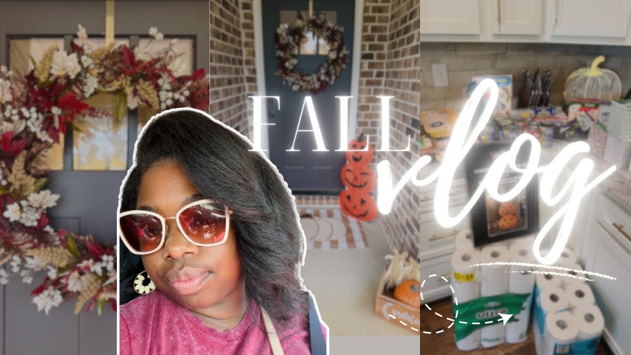 Fall Vlog 🍁 Aldi Grocery Haul + Porch Decorating & Wreath Reveal!