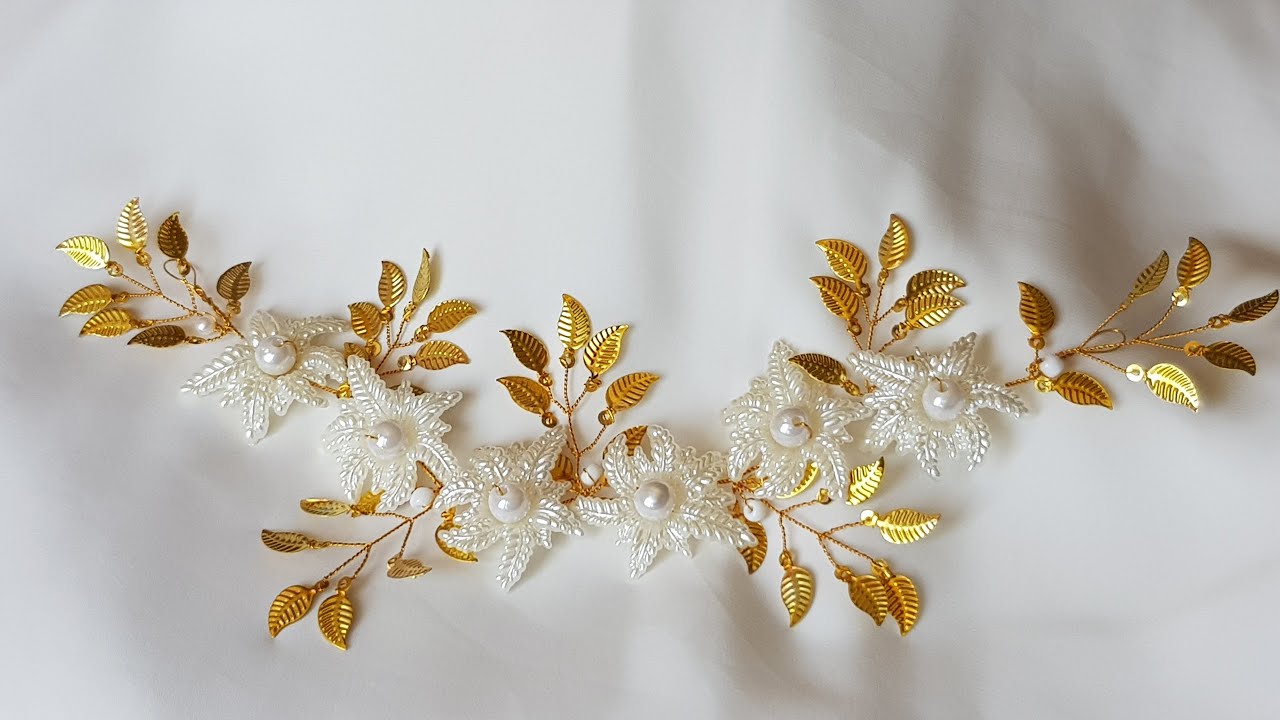 Boncuktan Gelin Tacı Yapımı - DIY Beaded Bridal Hair Vine