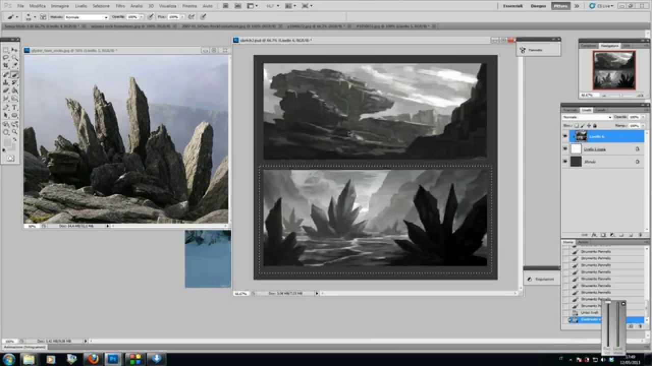 Concept Art - Painting 3 environment sketches in Photoshop with Davide Fabrizzi