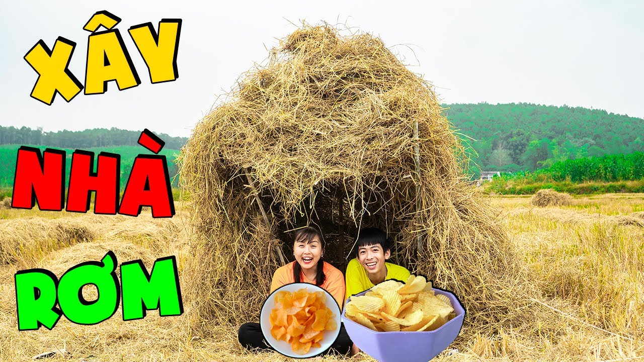 Thử Thách Sinh Tồn - Xây Dựng Ngôi Nhà Rơm Ngoài Đồng Lúa ❤ KN CHENO Chị Hằng