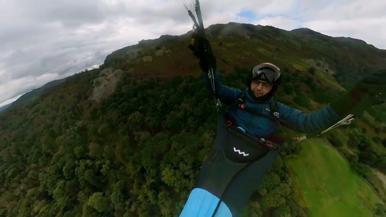 Little Langdale fly down to land at the campsite, BaysBrown Farm.