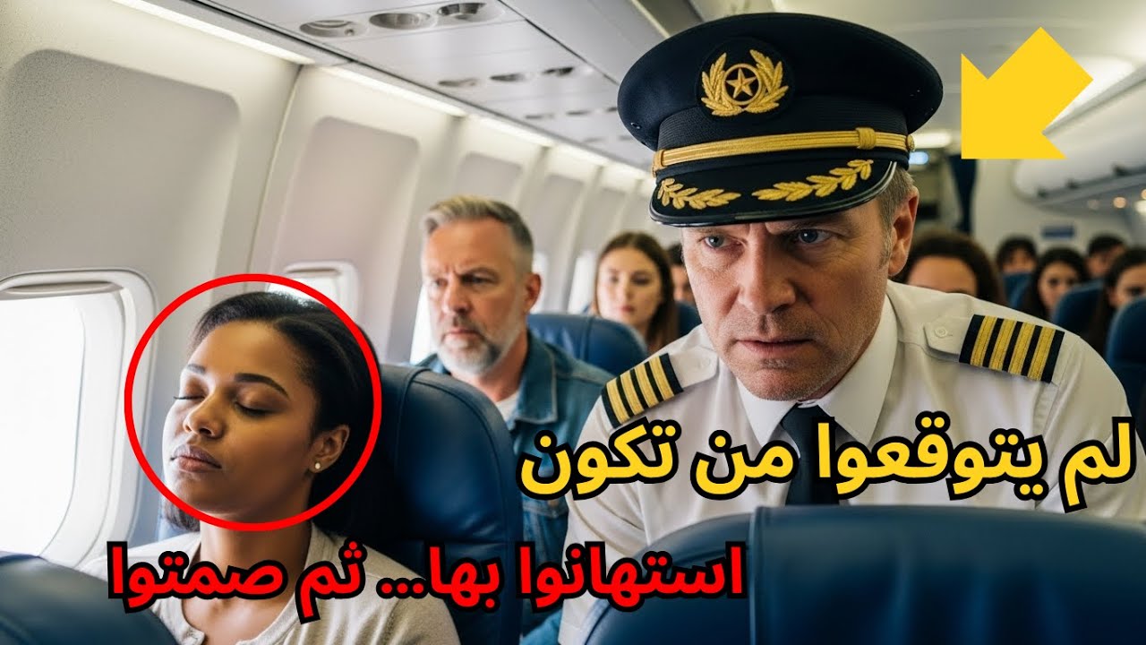 نامت امرأة سوداء في الطائرة… ثم سأل القبطان بخوف: هل يوجد طيار مقاتل على متن الرحلة؟