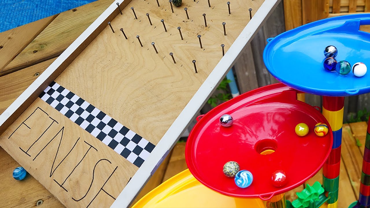 Гонка на открытом воздухе &laquo;Marble Run&raquo; с лабиринтом из деревянных гвоздей