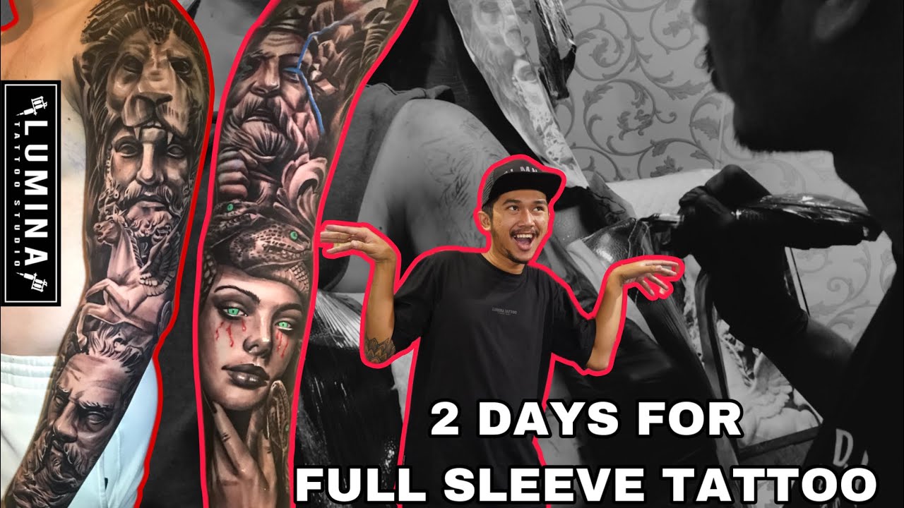 GREEK MYTHOLOGY TATTOO PROCESS FOR 2 DAYS - FULL SLEEVE TATTOO