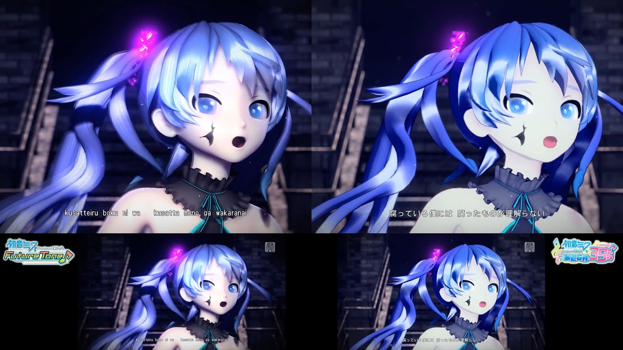 Ghost Rule - Hatsune Miku: Project DIVA PV Comparison [Future Tone, MegaMix]