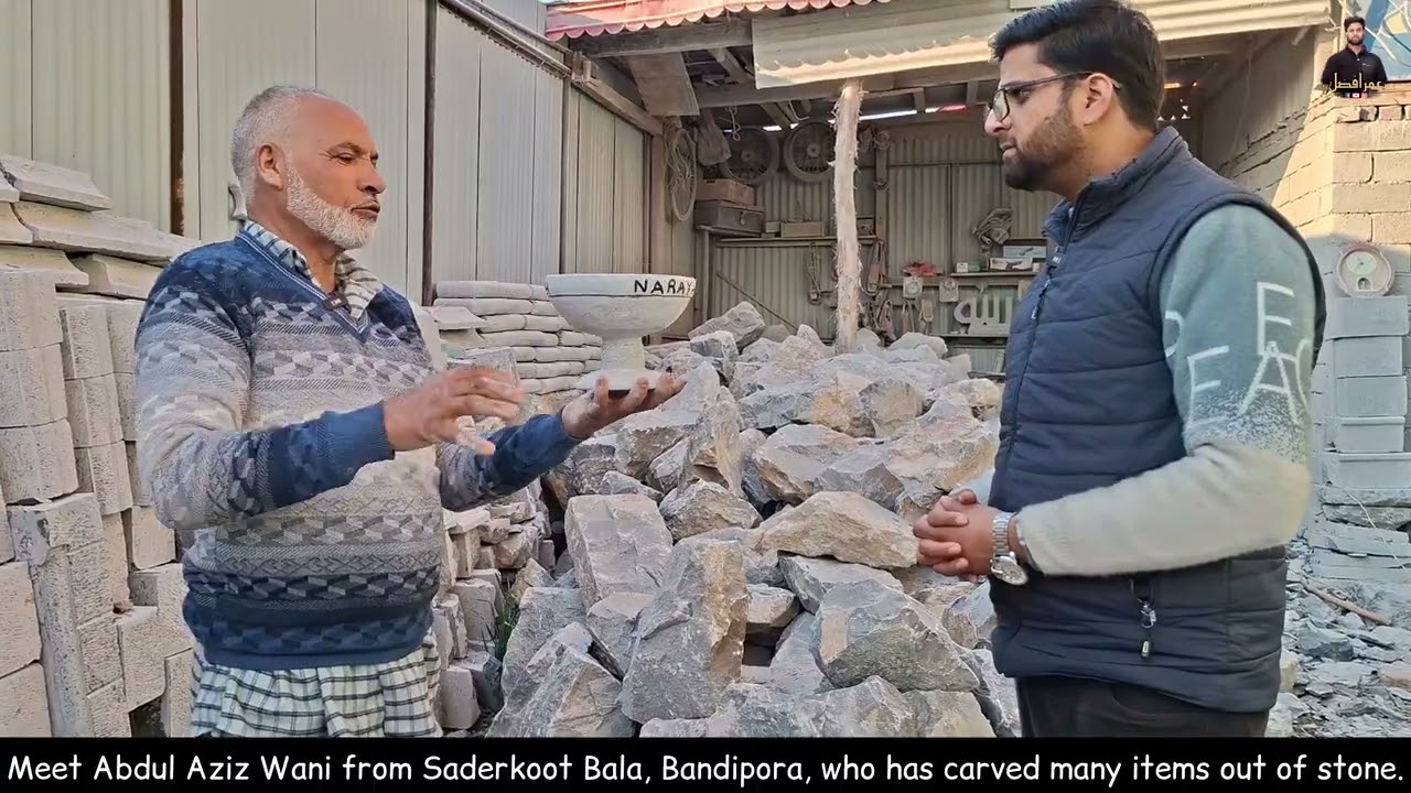 Meet Abdul Aziz Wani from Saderkoot Bala, Bandipora, who has carved many items out of stone.
