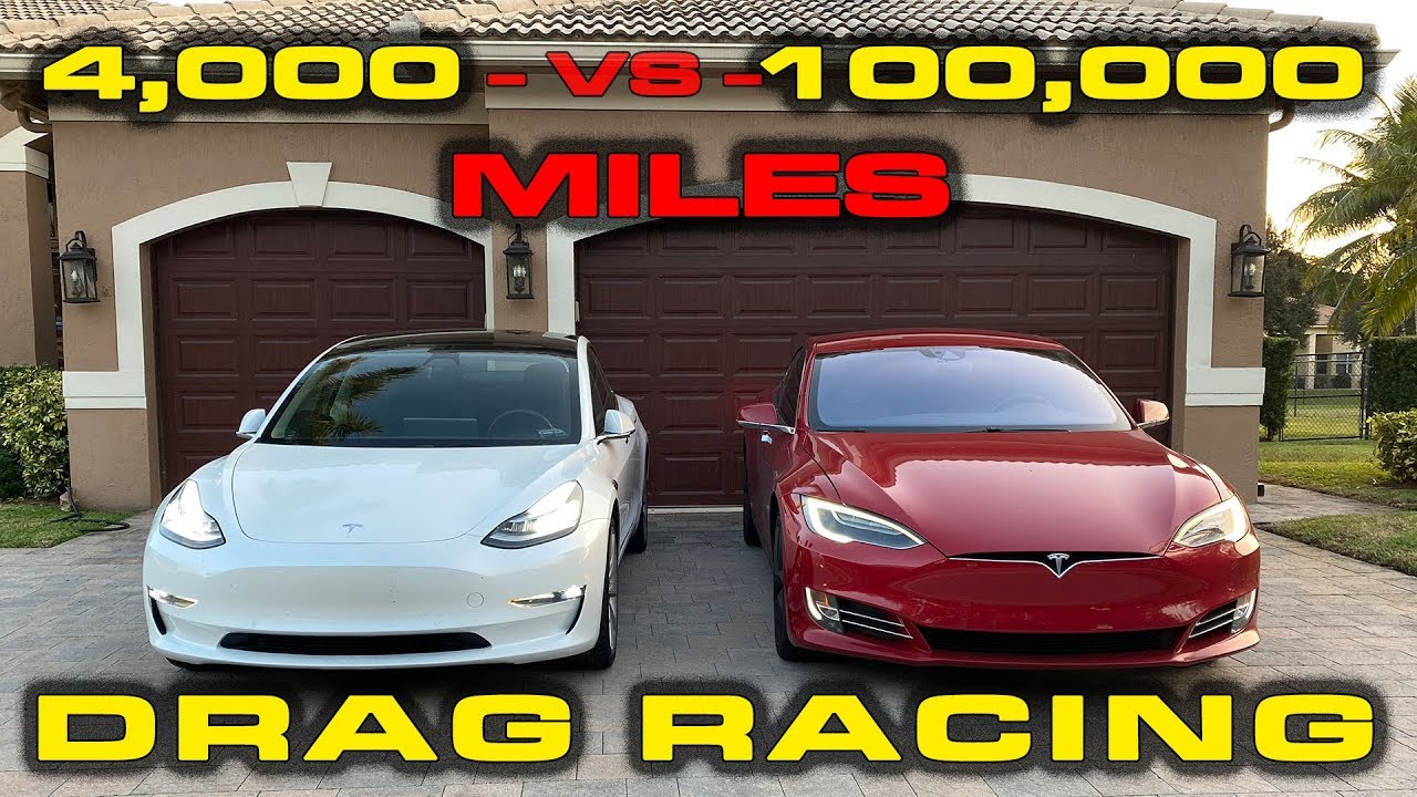 HIGH MILES = LESS POWER?  ~100K Mile Tesla Model S P100D vs Model 3 Performance 1/4 Mile