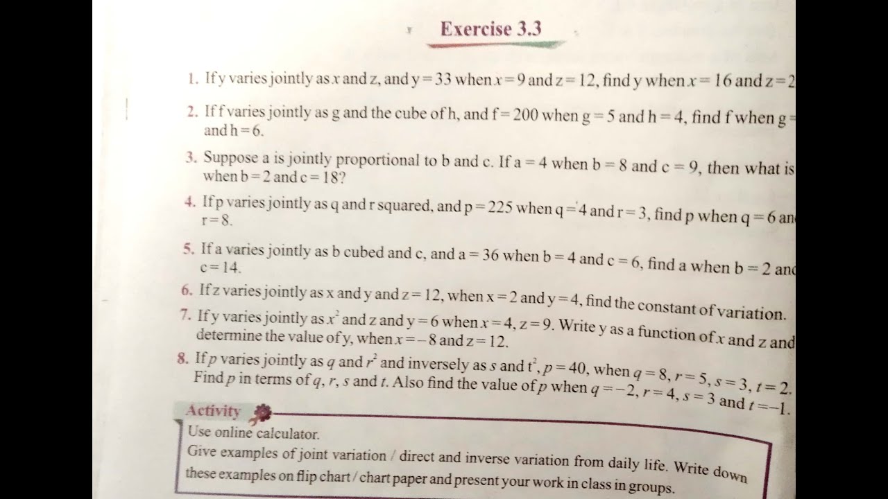Class 10 maths Chapter 3 Exercise 3.3 All Questioins/kpk Board