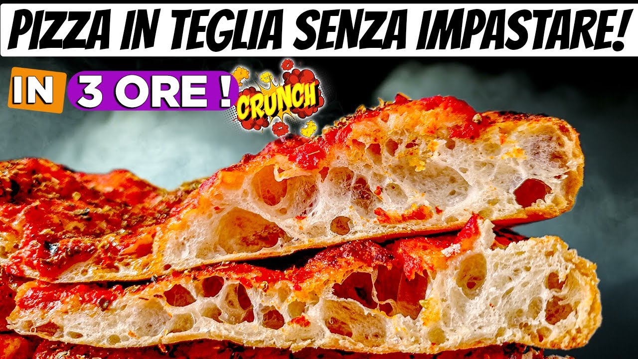 Pizza in teglia ad alta idratazione in 3 ore senza impastare !